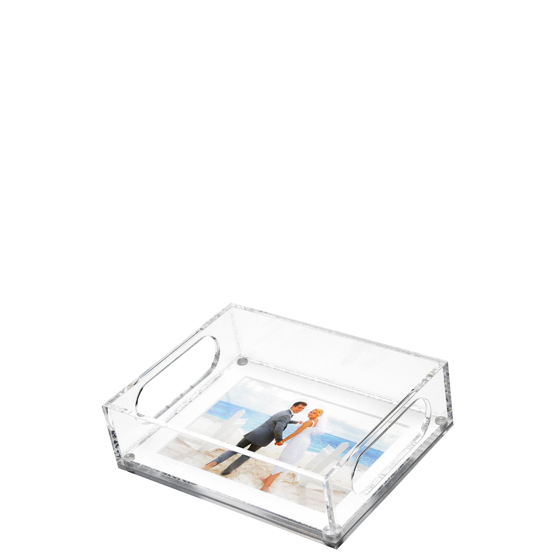 Clear Acrylic 6.5" x 8.5" Photo Tray with White Mat - Tara Wilson Designs