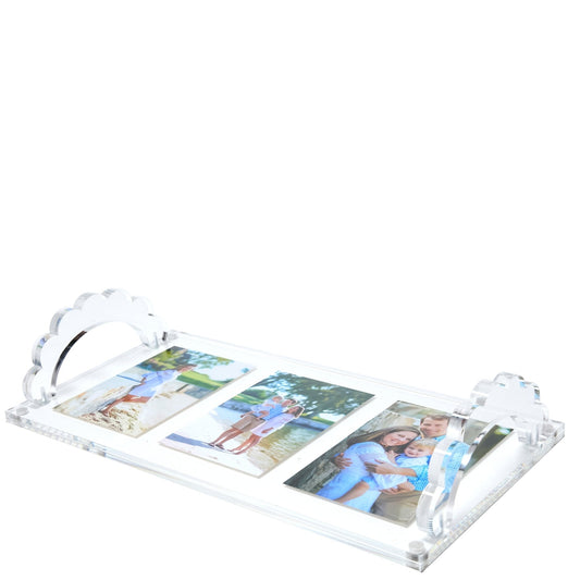 Clear Acrylic Scallop Handle Photo Tray - Tara Wilson Designs