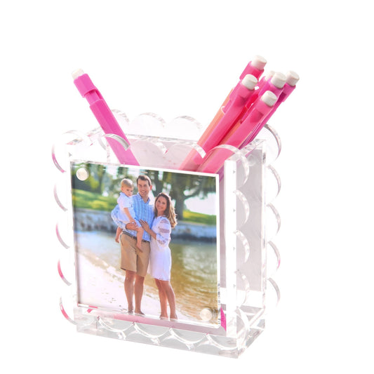 Clear Acrylic Scallop Pen Holder - Tara Wilson Designs