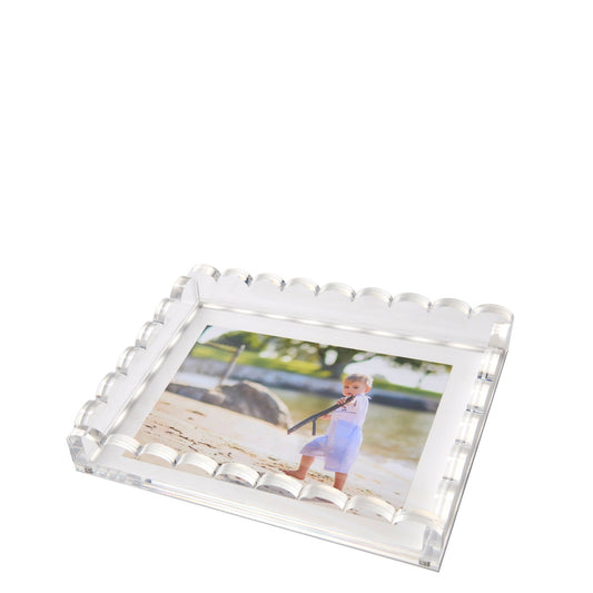Clear Acrylic Scallop Photo tray - Tara Wilson Designs