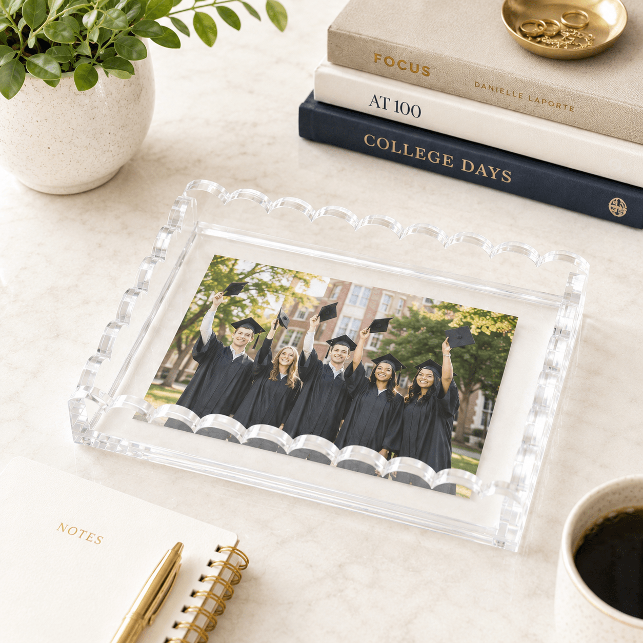 Clear Acrylic Scallop Photo tray - Tara Wilson Designs