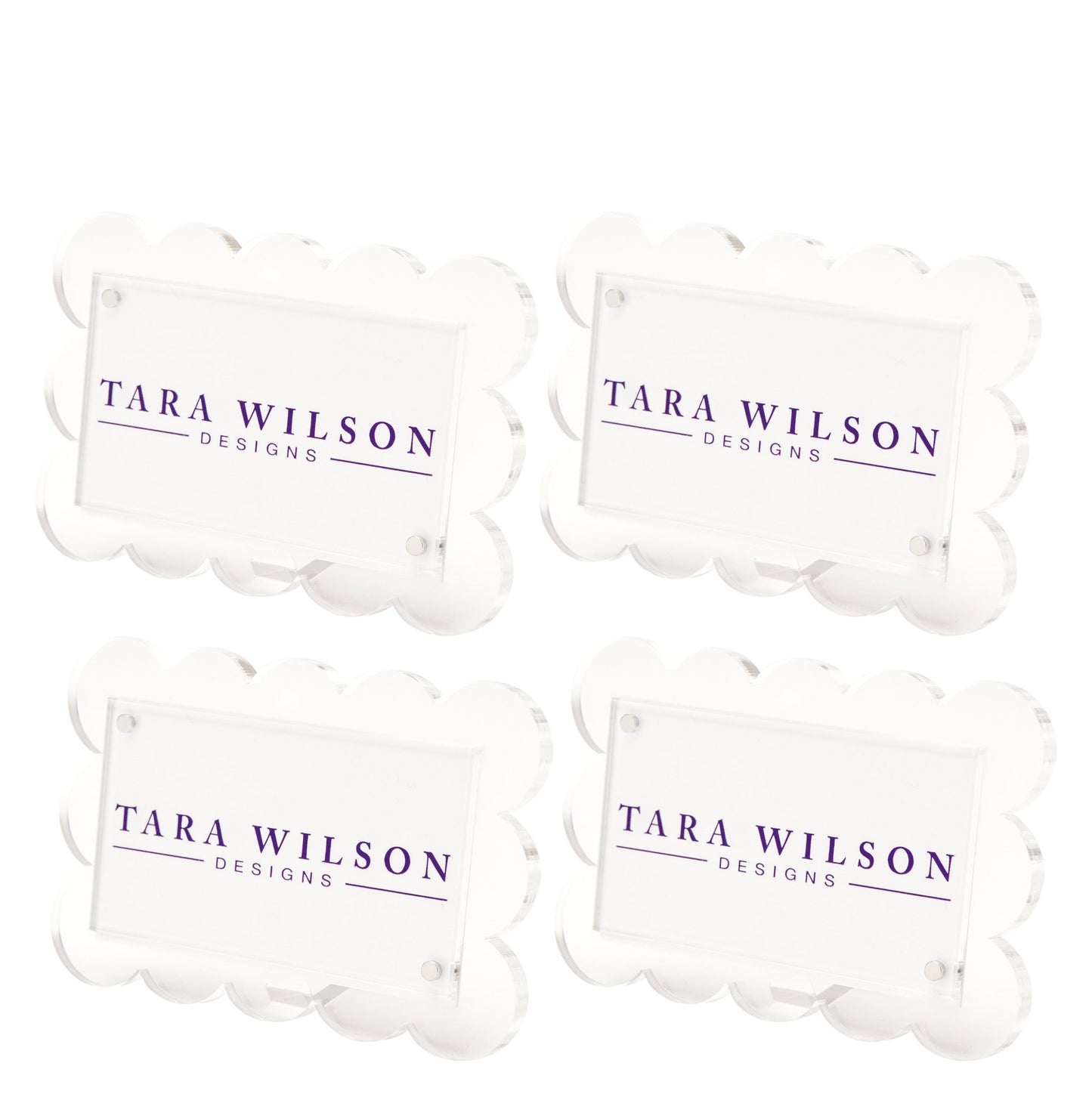 Clear Acrylic Scallop Place Card Holder (Set of 4) - Tara Wilson Designs