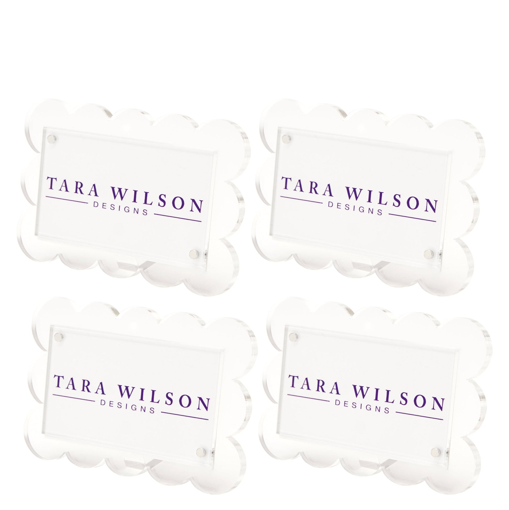 Clear Acrylic Scallop Place Card Holder (Set of 4) - Tara Wilson Designs