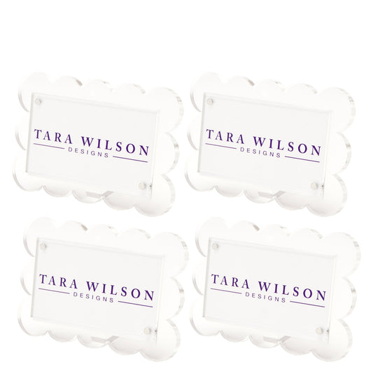 Clear Acrylic Scallop Place Card Holder (Set of 4) - Tara Wilson Designs