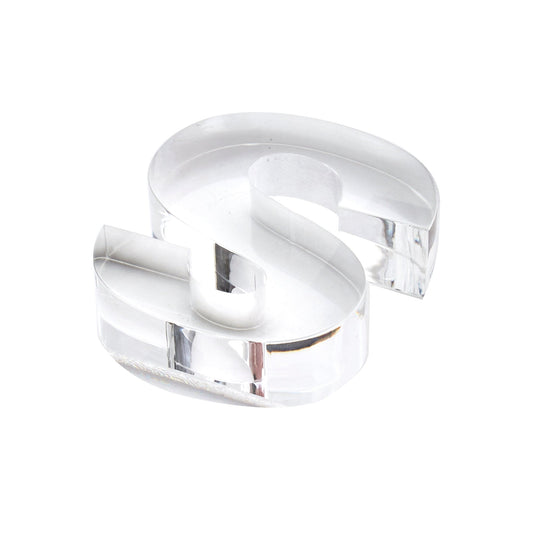 Clear S Acrylic Napkin Weight - Tara Wilson Designs