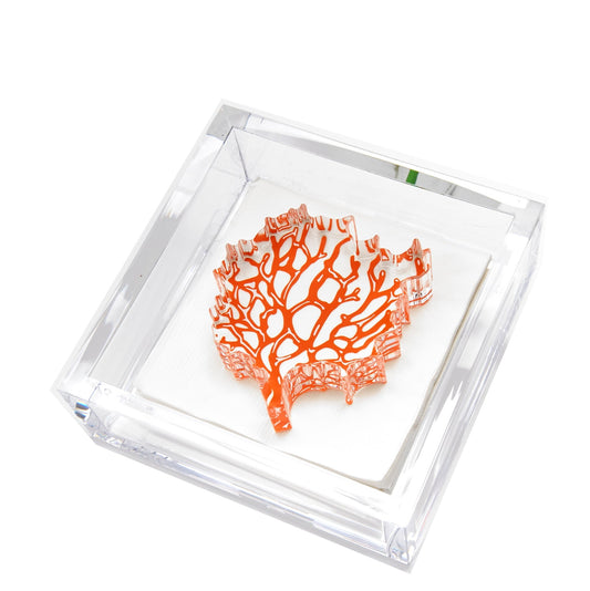 Coral Acrylic Cocktail Napkin Holder - Tara Wilson Designs