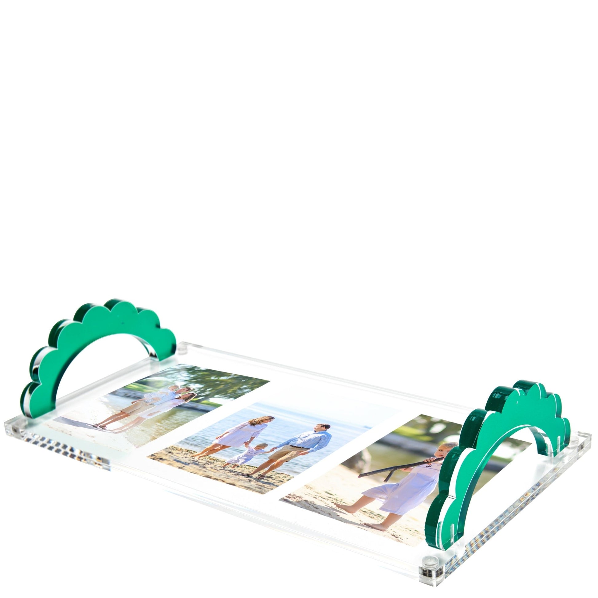 Emerald Acrylic Scallop Handle Photo Tray - Tara Wilson Designs