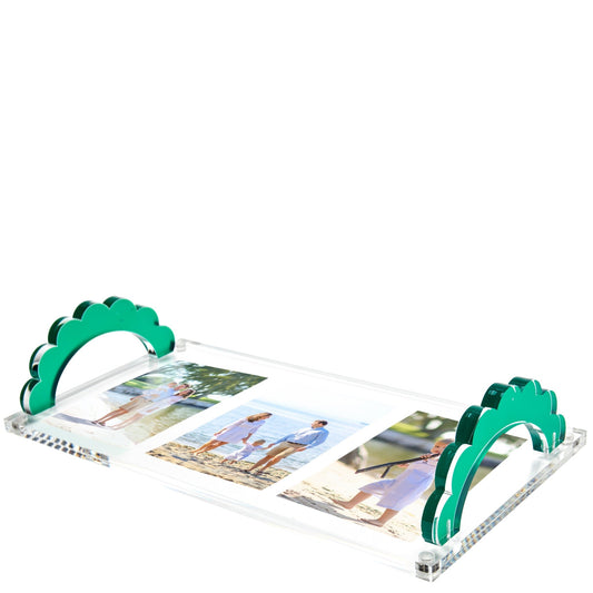 Emerald Acrylic Scallop Handle Photo Tray - Tara Wilson Designs