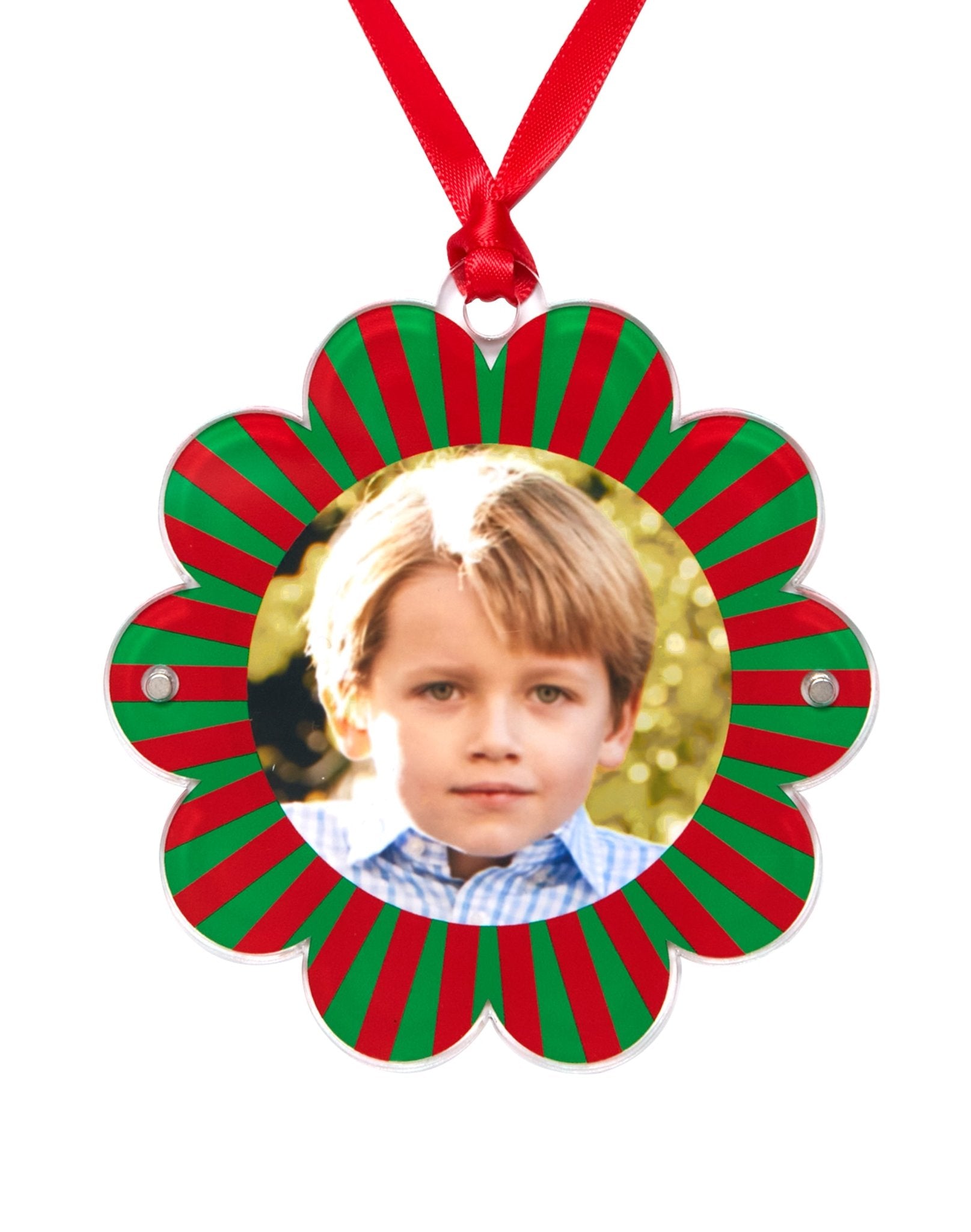 Green & Red Acrylic Double - Sided Daisy Ornament - Tara Wilson Designs