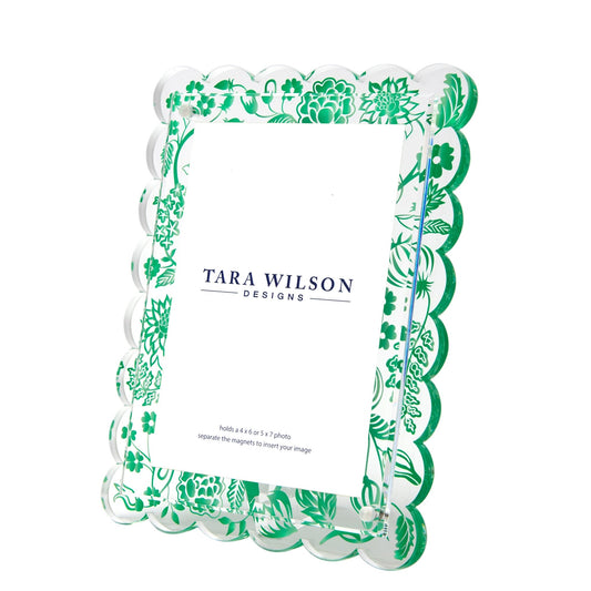 Green Toile Acrylic Scallop Frame - Tara Wilson Designs