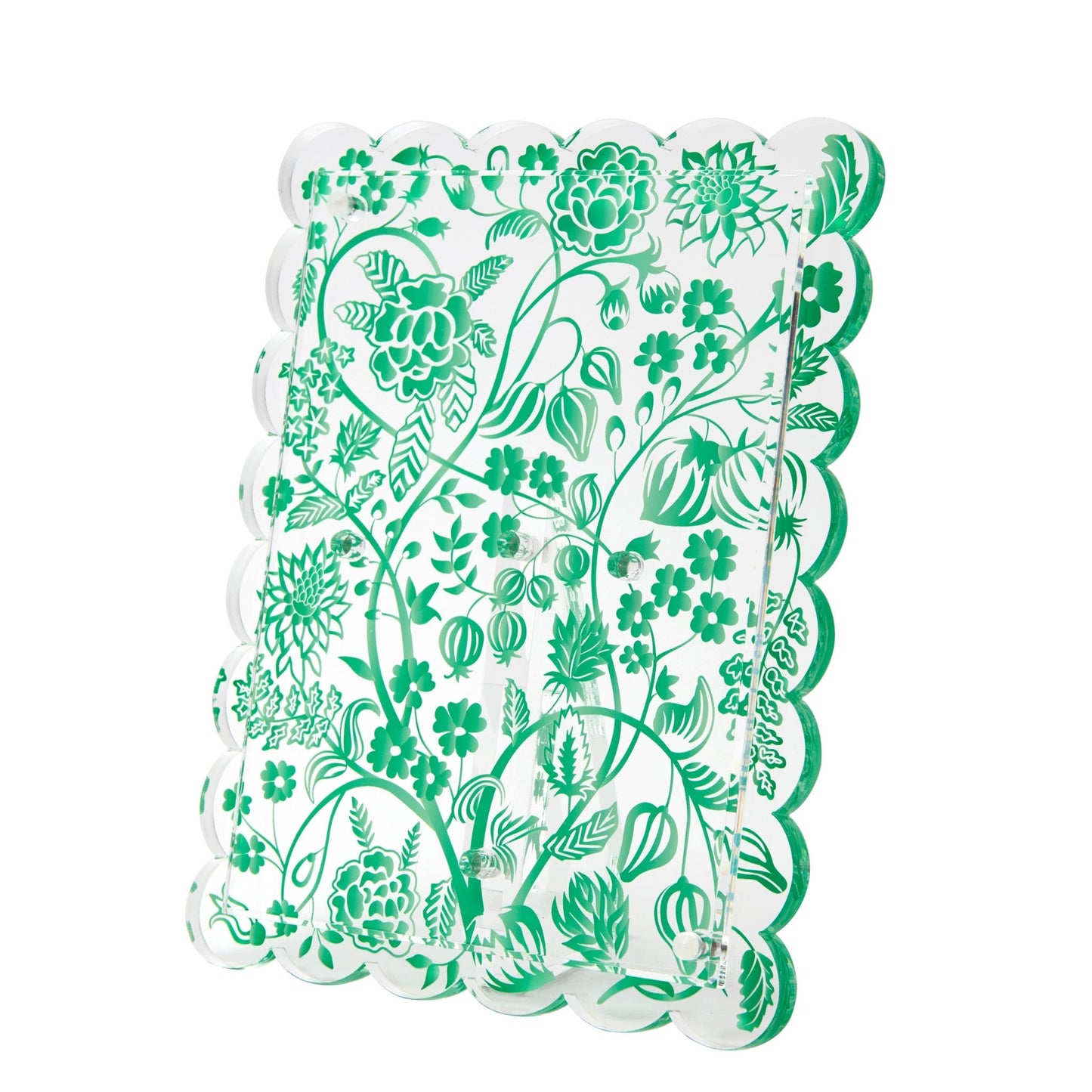 Green Toile Acrylic Scallop Frame - Tara Wilson Designs