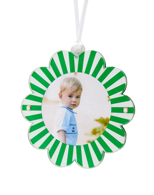 Green & White Acrylic Double - Sided Daisy Ornament - Tara Wilson Designs