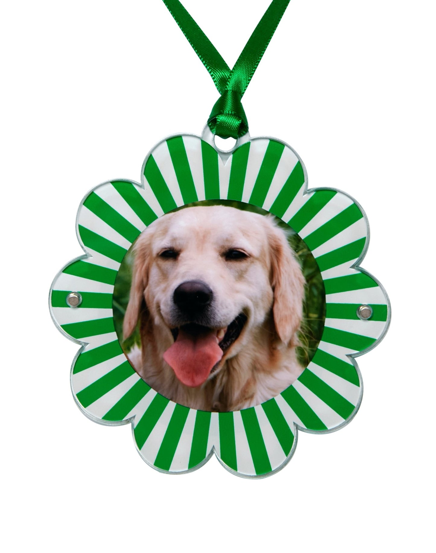 Green & White Acrylic Double - Sided Daisy Ornament - Tara Wilson Designs