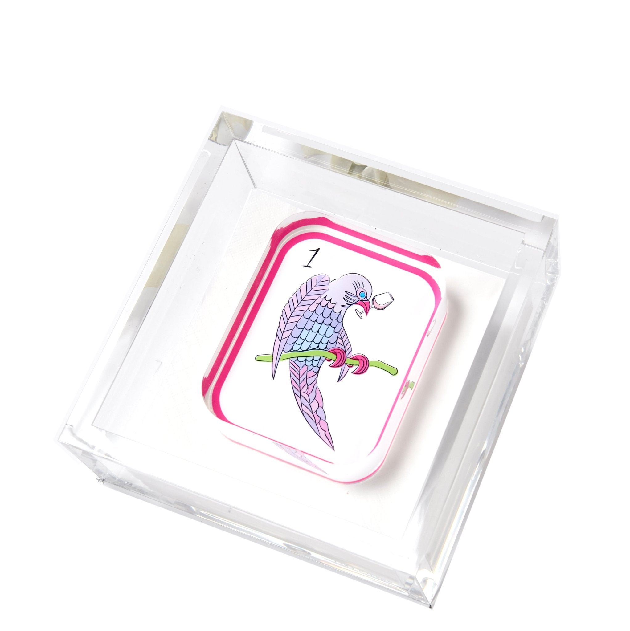 Foreigner グッズ(バッジ+ ミラー) +(フォノシート付デモ・プレス) Mahjong Birdie Bam Acrylic Cocktail Napkin Holder | Tara Wilson