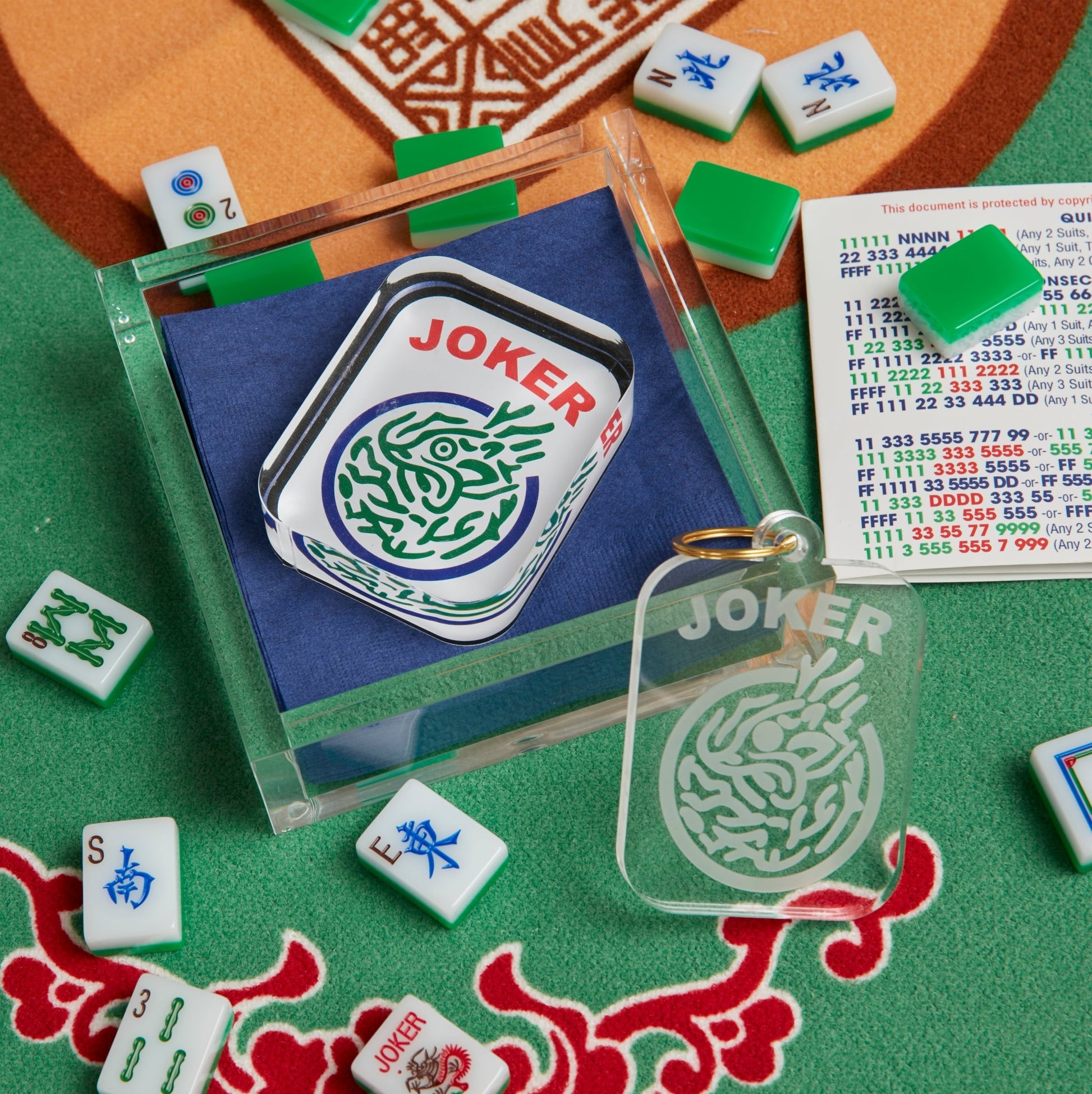 Mahjong Joker Acrylic Cocktail Napkin Holder - Tara Wilson Designs