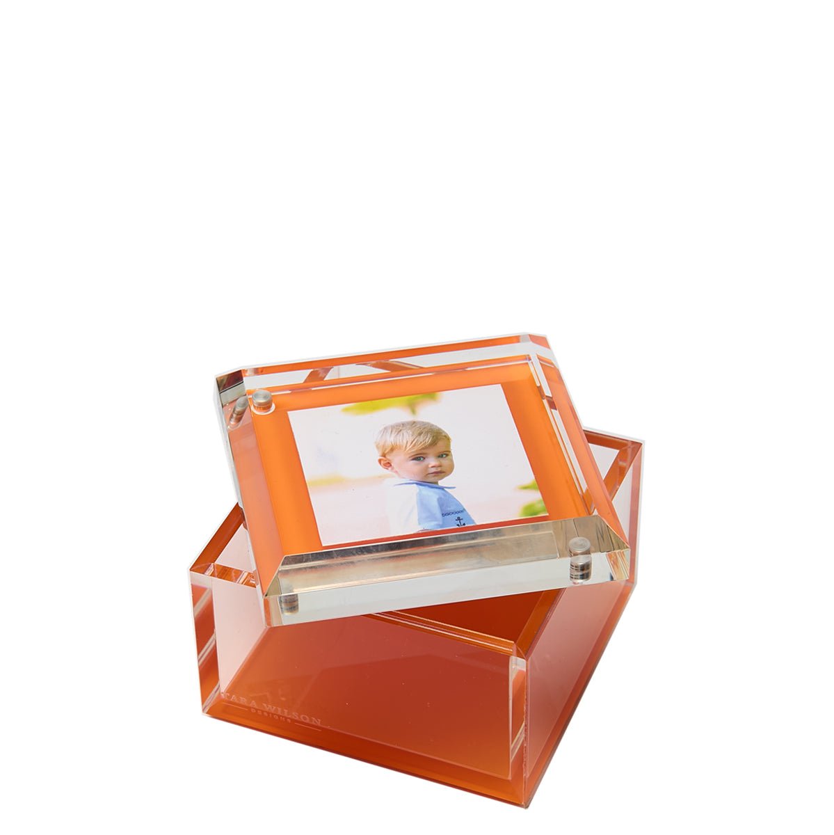 Orange Acrylic 4" x 4" Photo Box - Tara Wilson Designs