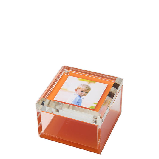Orange Acrylic 4" x 4" Photo Box - Tara Wilson Designs