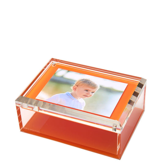 Orange Acrylic 5" x 7" Photo Box - Tara Wilson Designs