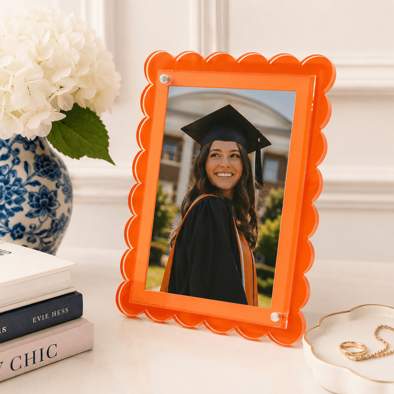 Orange Acrylic Scallop Frame - Tara Wilson Designs
