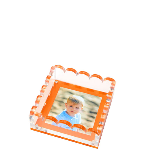 Orange Acrylic Small Scallop Photo Tray - Tara Wilson Designs
