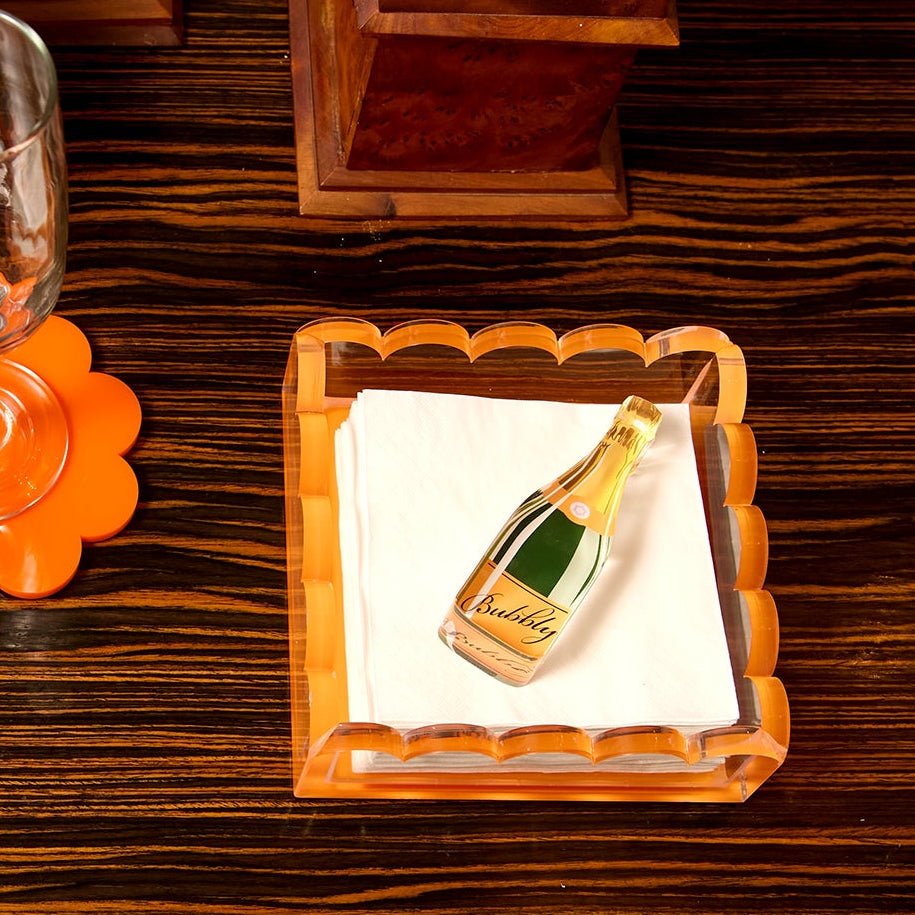 Orange Acrylic Small Scallop Photo Tray - Tara Wilson Designs