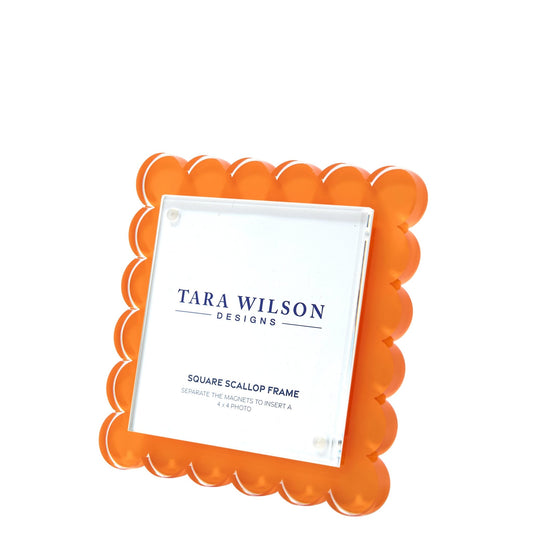 Orange Acrylic Square Scallop Frame - Tara Wilson Designs
