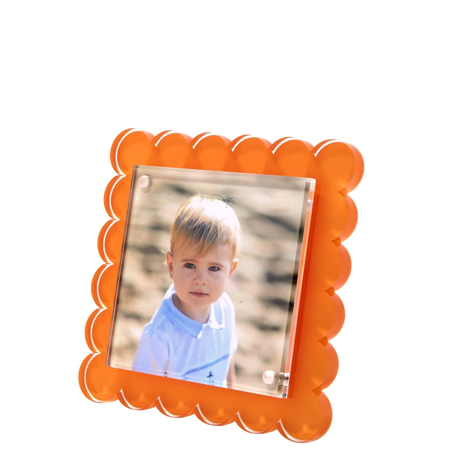 Orange Acrylic Square Scallop Frame - Tara Wilson Designs