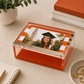 Orange & White Stripe Acrylic 5" x 7" Photo Box - Tara Wilson Designs