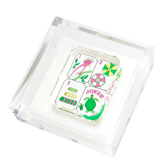 Palm Beach Mahjong Tiles Acrylic Cocktail Napkin Holder - Tara Wilson Designs