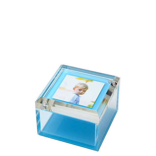Pastel Blue Acrylic 4" x 4" Photo Box - Tara Wilson Designs