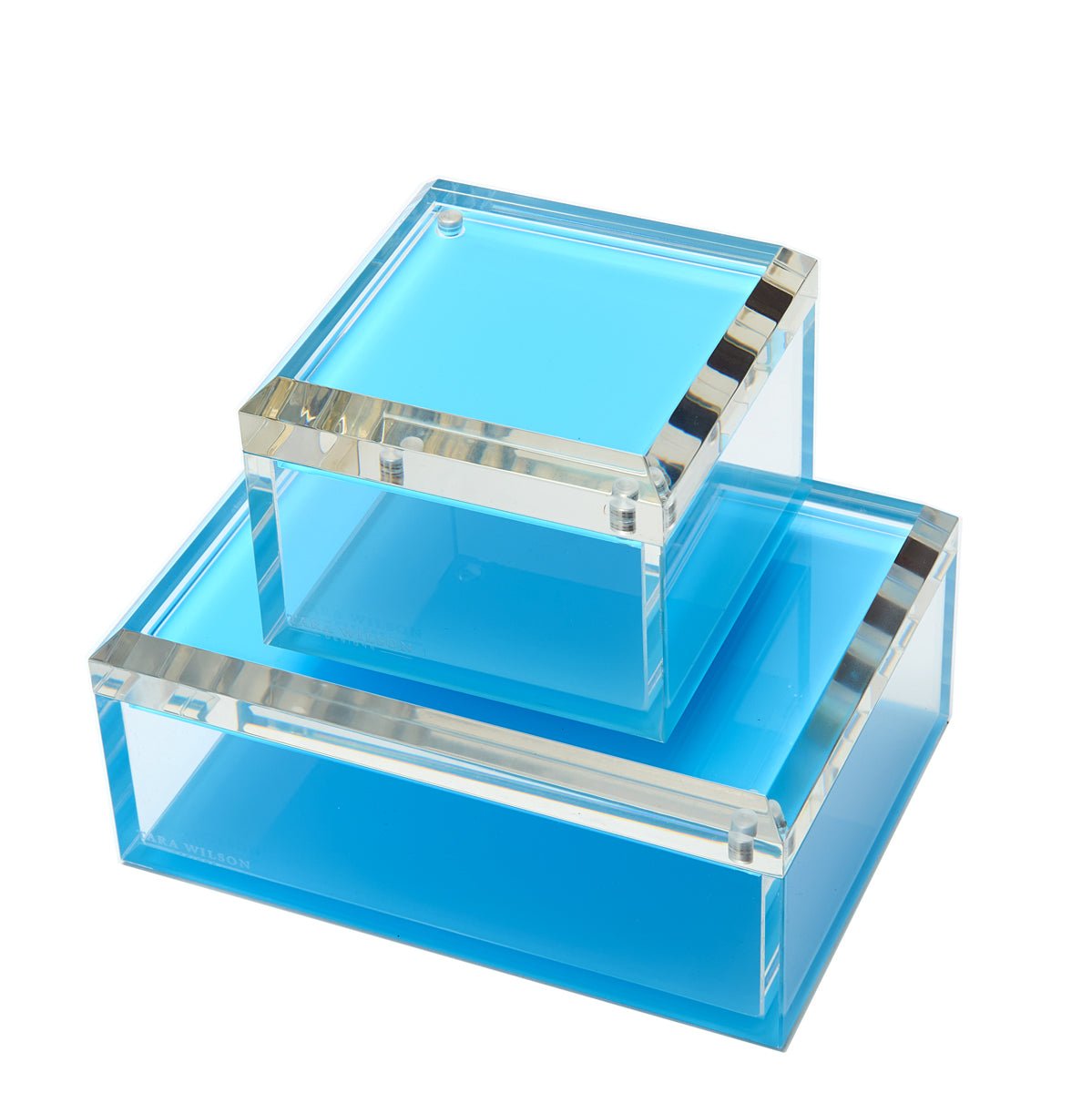 Pastel Blue Acrylic 4" x 4" Photo Box - Tara Wilson Designs
