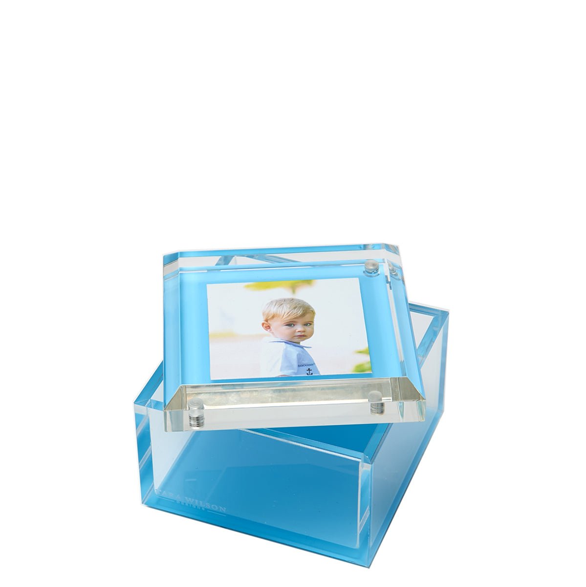 Pastel Blue Acrylic 4" x 4" Photo Box - Tara Wilson Designs