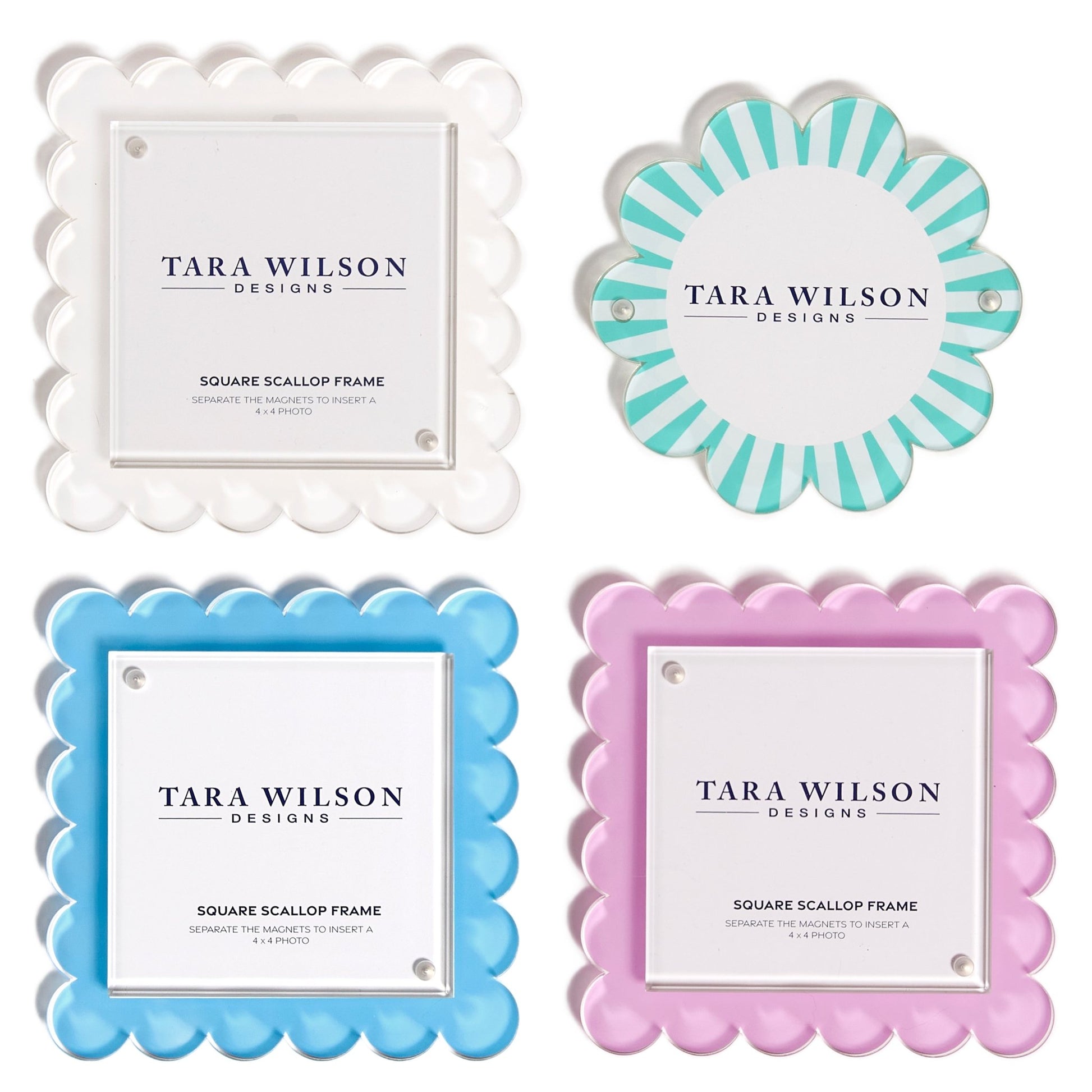 Pastel Blue Acrylic Square Scallop Frame - Tara Wilson Designs