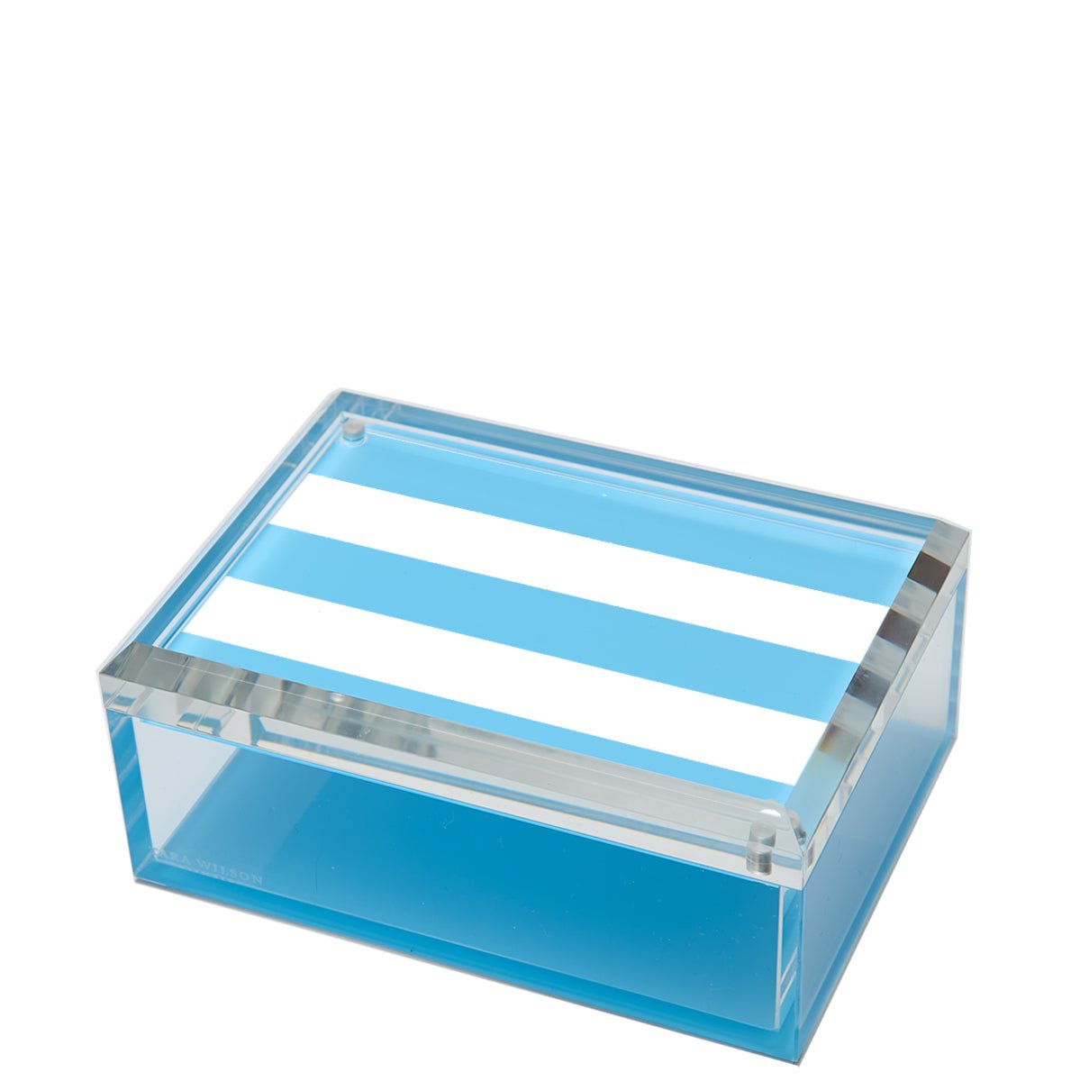 Pastel Blue & White Stripe Acrylic 5" x 7" Photo Box - Tara Wilson Designs