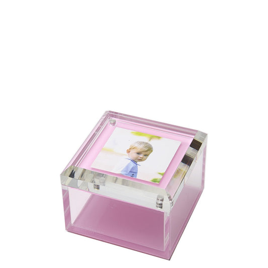 Pastel Pink Acrylic 4" x 4" Photo Box - Tara Wilson Designs