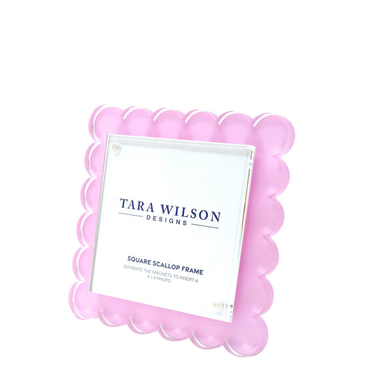 Pastel Pink Acrylic Square Scallop Frame - Tara Wilson Designs