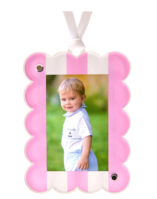 Pastel Pink & White Acrylic Photo Ornament - Tara Wilson Designs