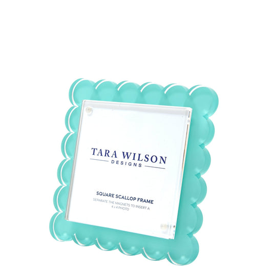 Pastel Turquoise Acrylic Square Scallop Frame - Tara Wilson Designs