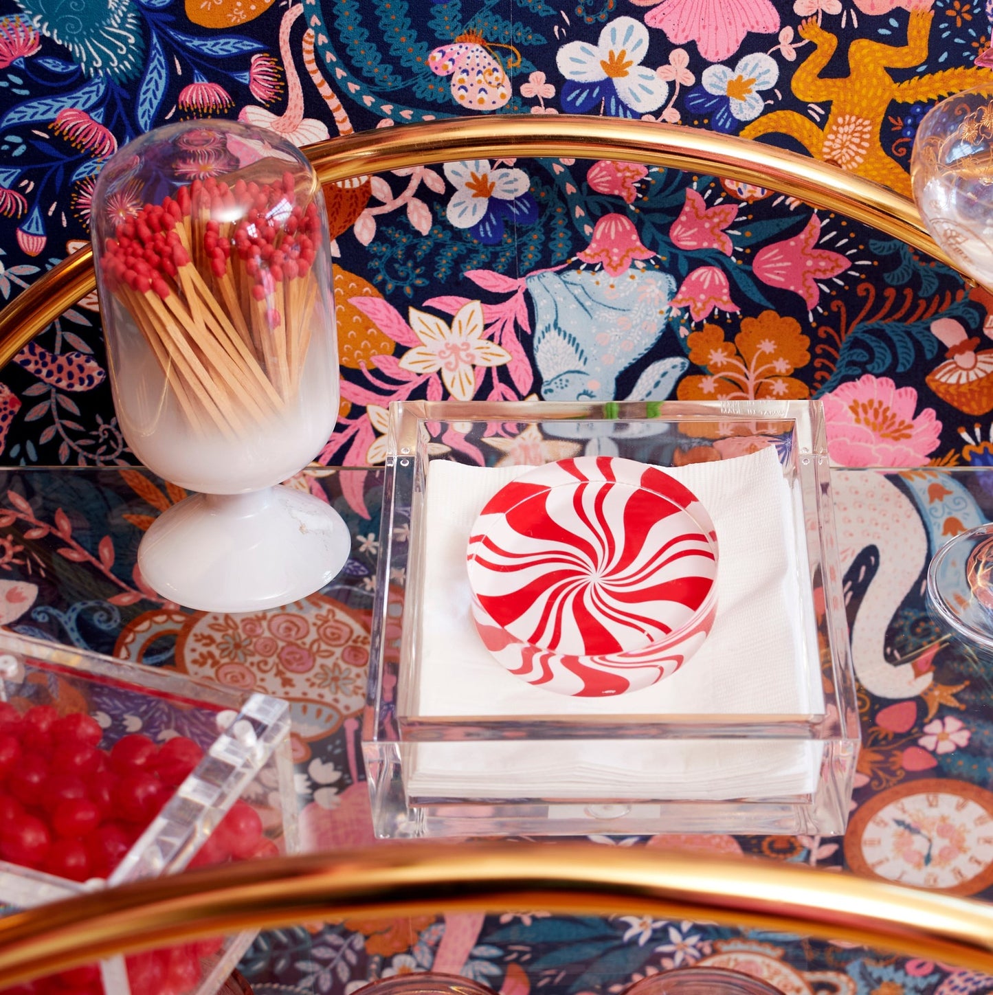 Peppermint Candy Acrylic Cocktail Napkin Holder - Tara Wilson Designs