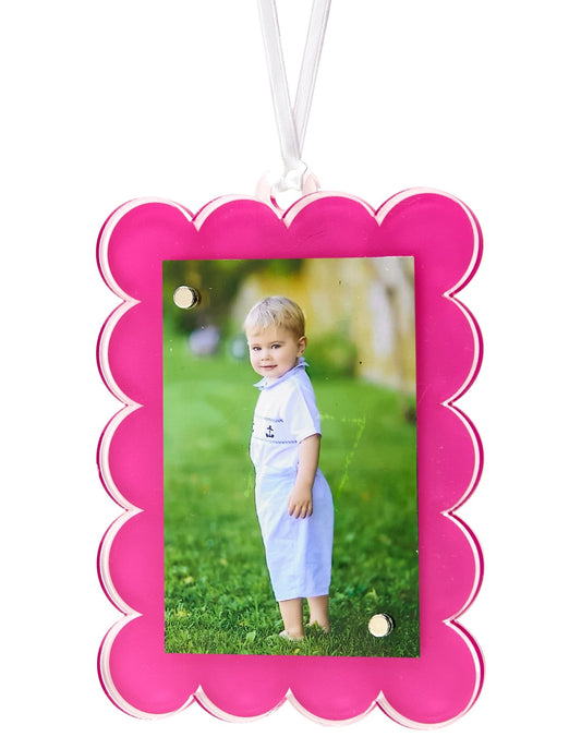 Pink Acrylic Double - Sided Scallop Ornament - Tara Wilson Designs