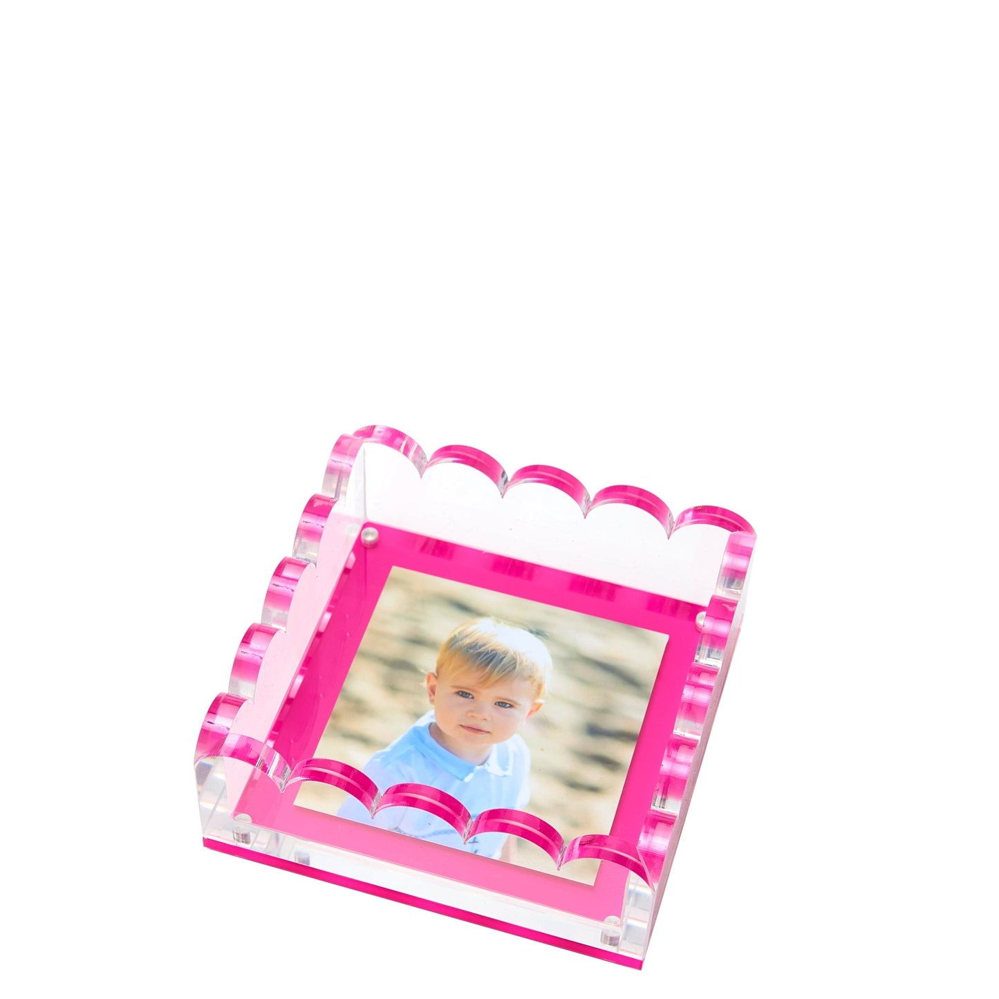 Pink Acrylic Small Scallop Photo Tray - Tara Wilson Designs