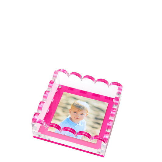 Pink Acrylic Small Scallop Photo Tray - Tara Wilson Designs