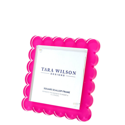 Pink Acrylic Square Scallop Frame - Tara Wilson Designs
