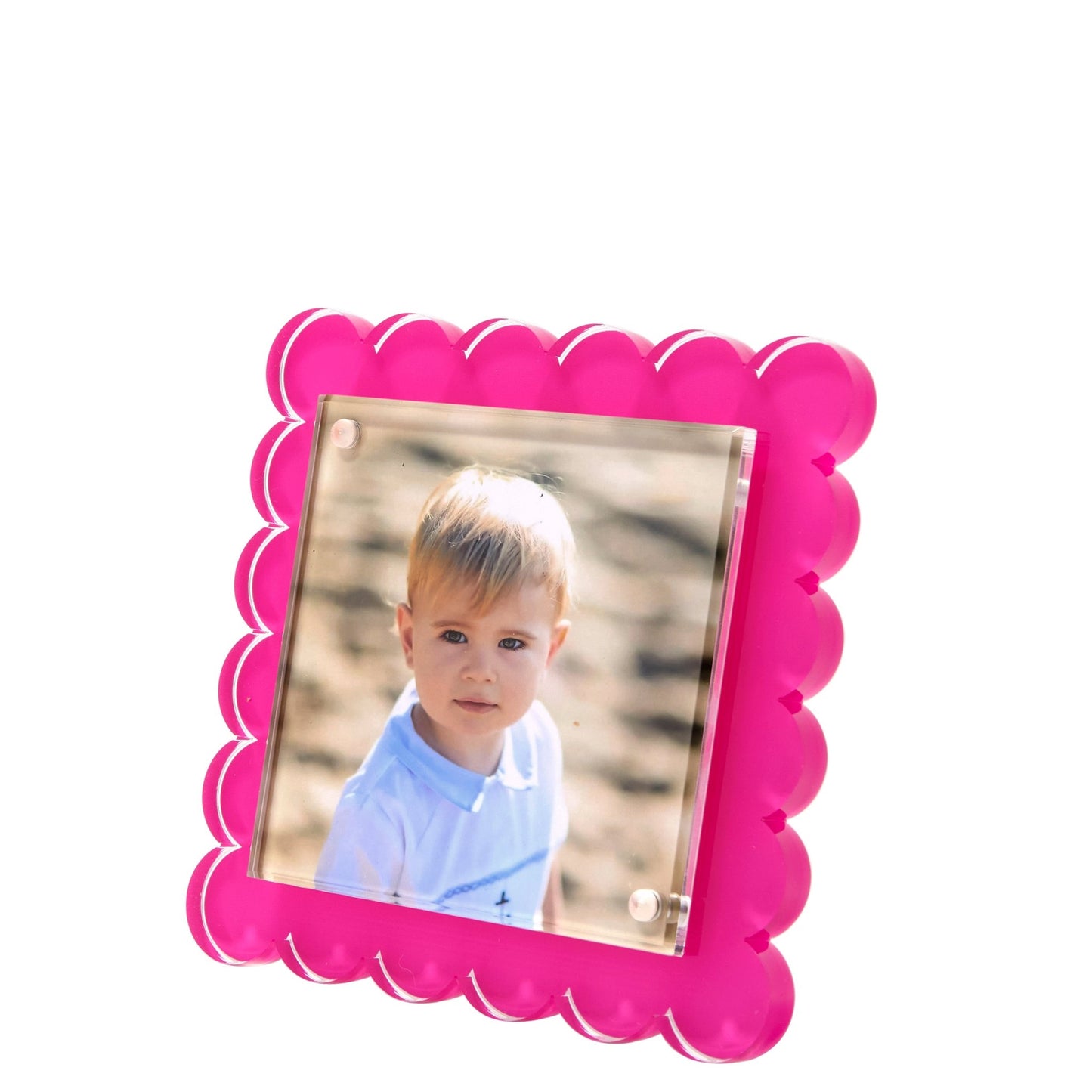 Pink Acrylic Square Scallop Frame - Tara Wilson Designs