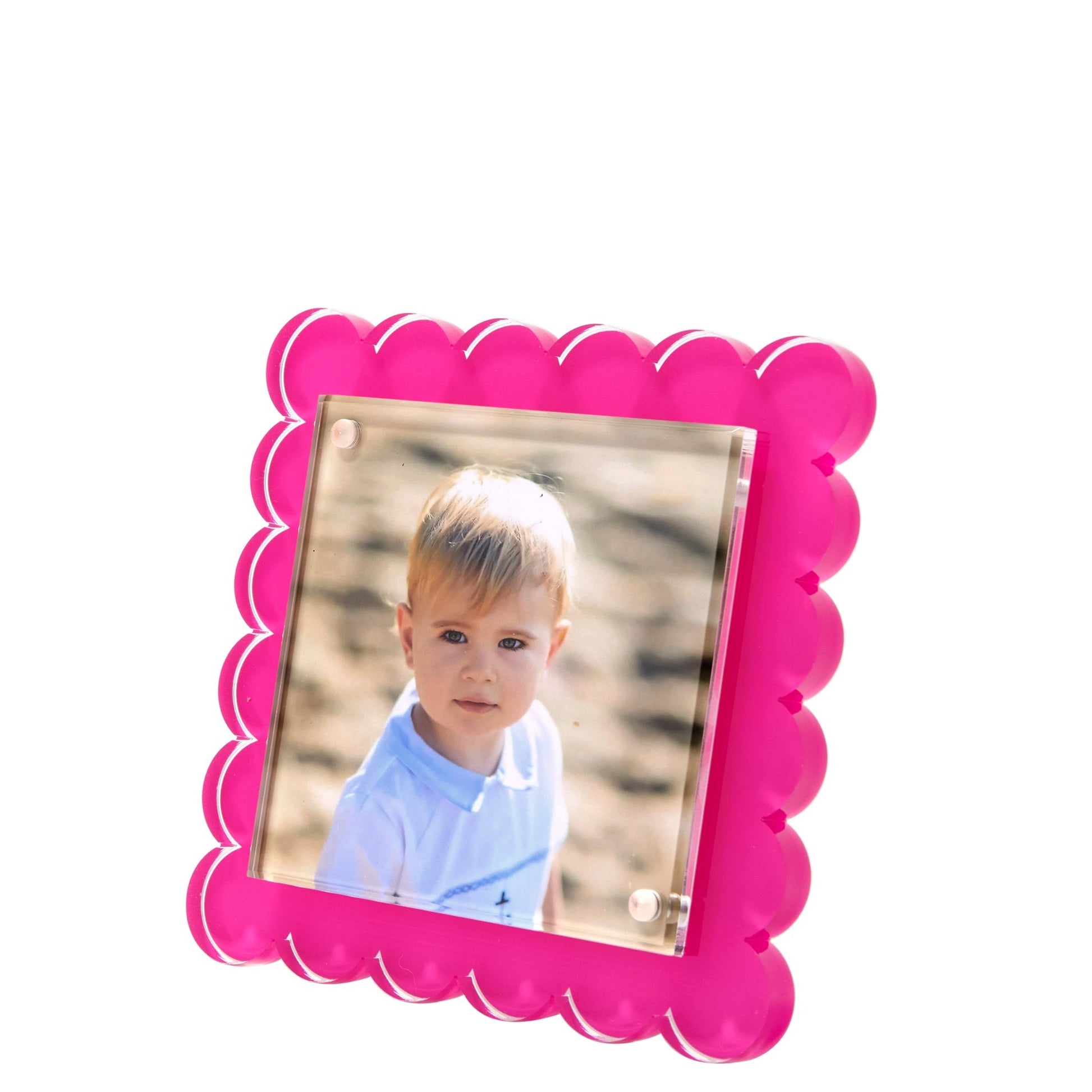 Pink Acrylic Square Scallop Frame - Tara Wilson Designs