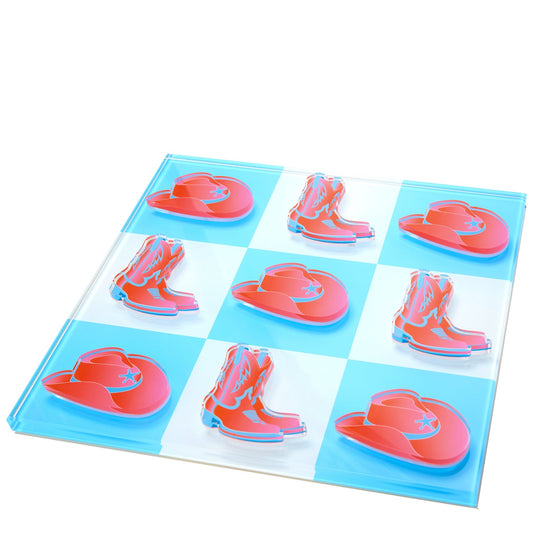 Pink Cowboy Hat & Boot Acrylic Tic Tac Toe - Tara Wilson Designs