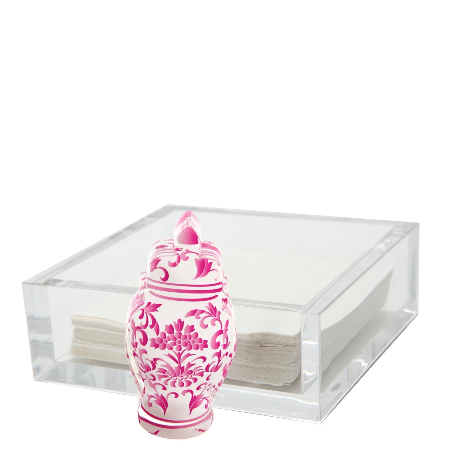 Pink Ginger Jar Acrylic Cocktail Napkin Holder - Tara Wilson Designs
