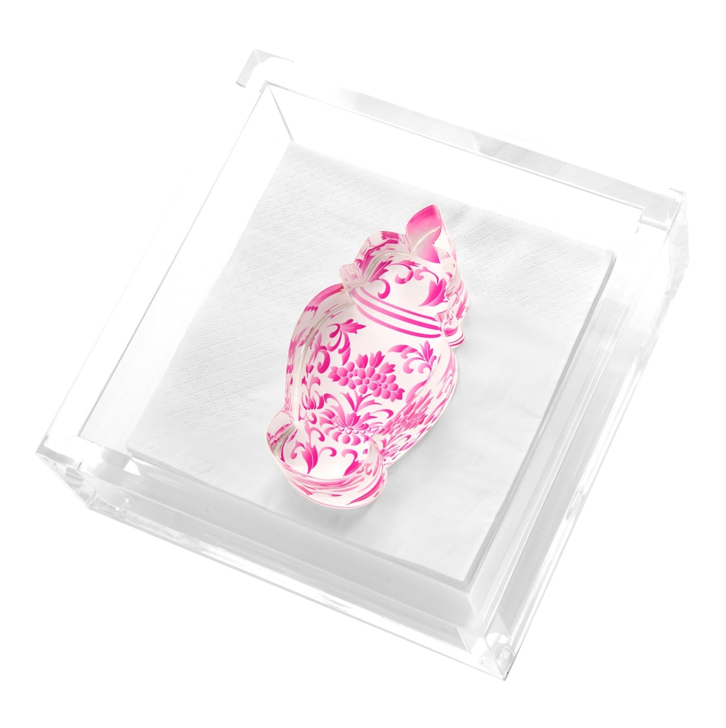 Pink Ginger Jar Acrylic Cocktail Napkin Holder - Tara Wilson Designs