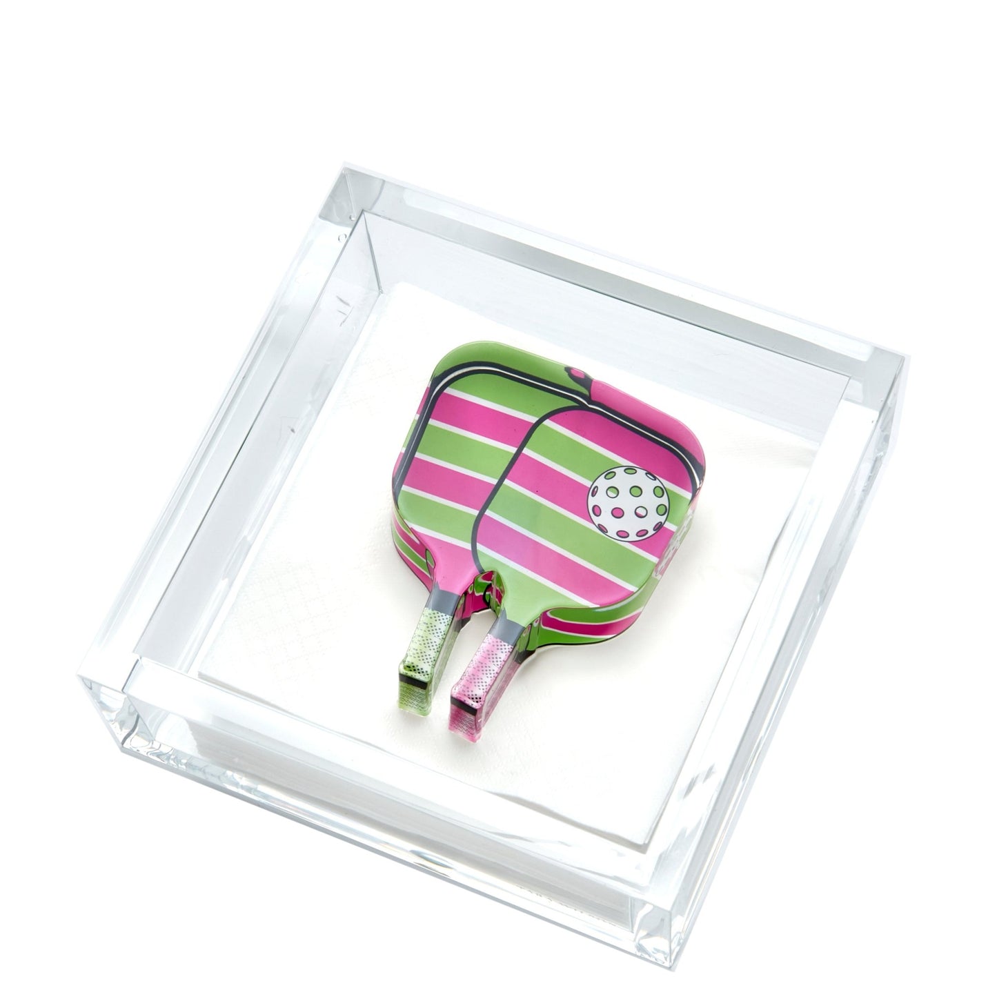 Pink & Green Pickleball Acrylic Cocktail Napkin Holder - Tara Wilson Designs