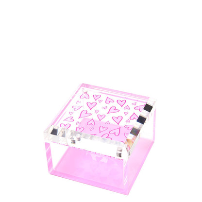 Pink Heart Acrylic 4" x 4" Photo Box - Tara Wilson Designs